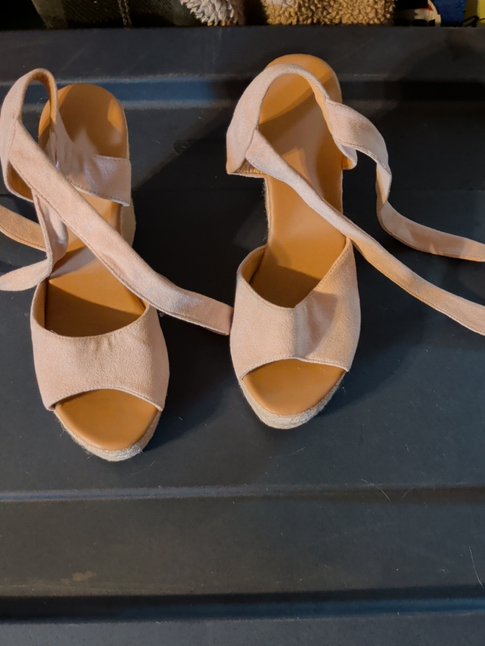 Women’s Open-Toe Espadrille Wedge Sandals in Blush